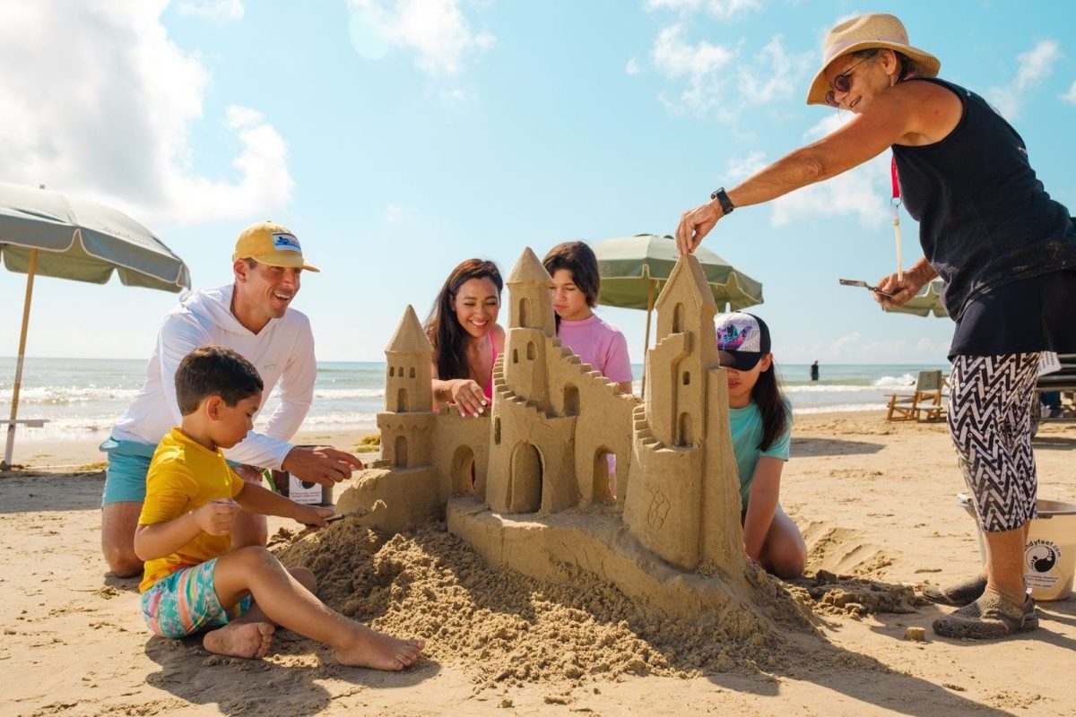 family building sand sculpture